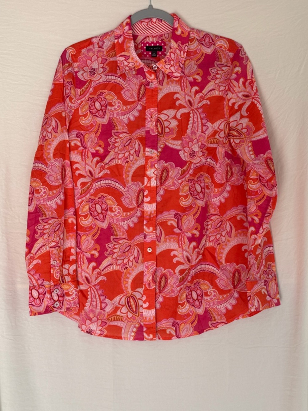 Talbots Pink & Orange Paisley Button-Up Shirt